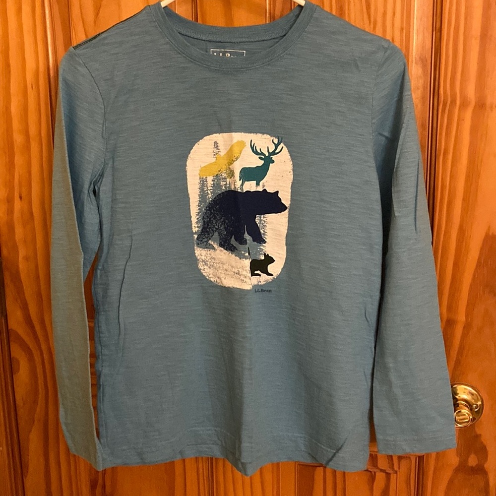 L.L. Bean Kids' Blue Graphic Long Sleeve Shirt